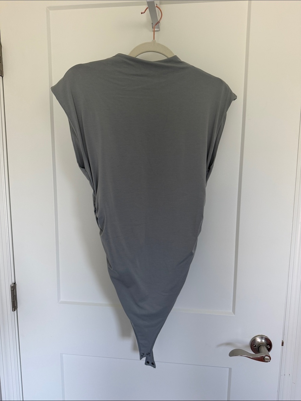Gray Draped Bodysuit Top